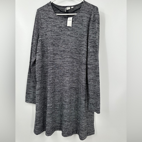 Gap Silver shimmer Metallic Long Sleeve Swing Dress Women’s Size Large New $60 - Picture 1 of 4